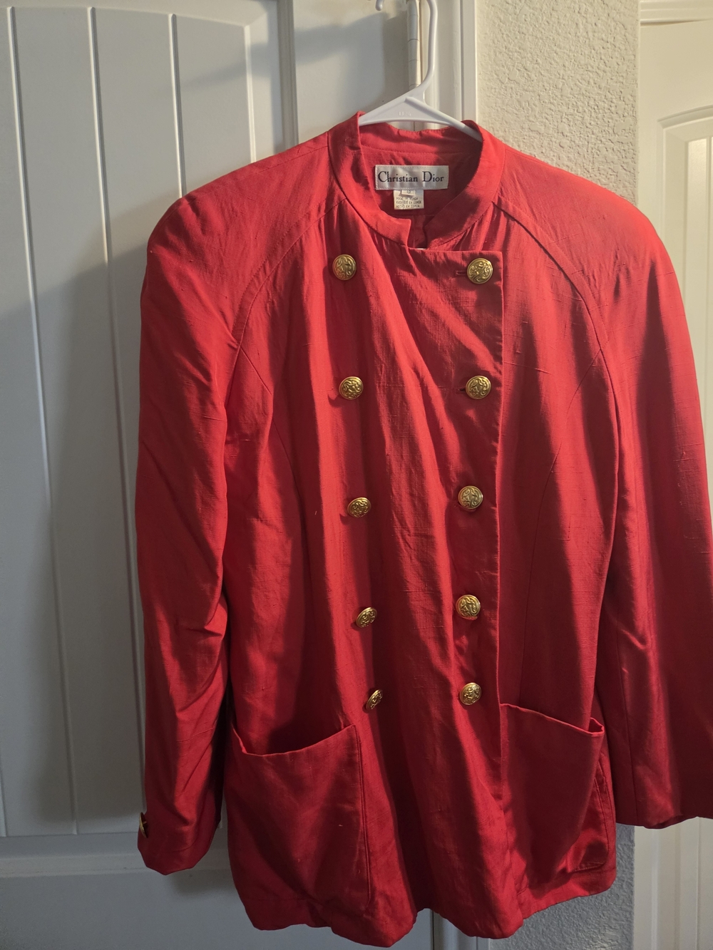 Women's Red Double-Breasted Military Jacket